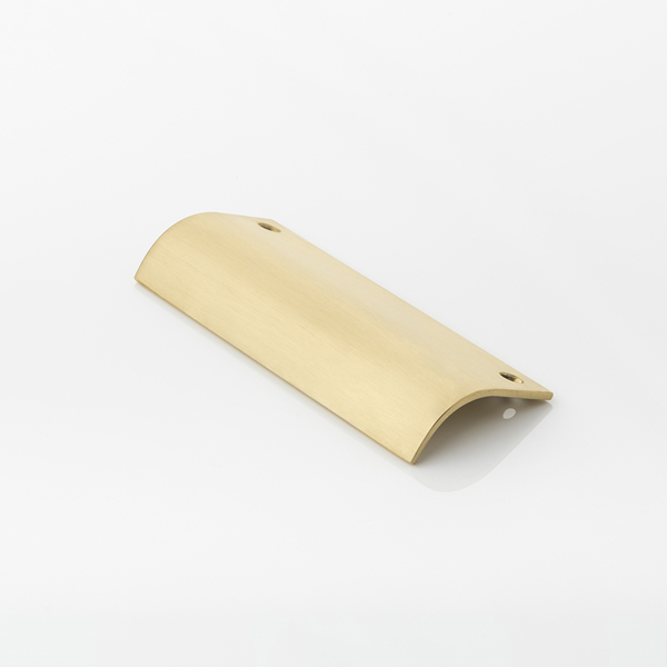 Curved solid brass large edge pull handle