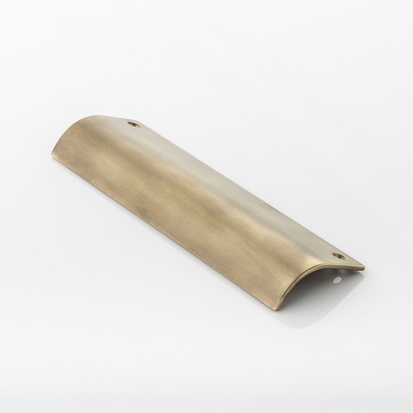 Curved solid brass large edge pull handle