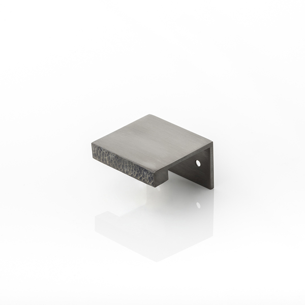 Cube solid brass small edge pull with intricately hammered texture
