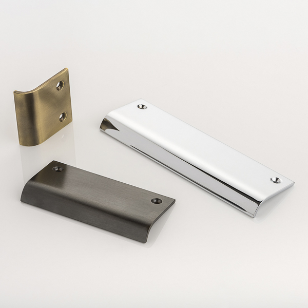 Curved solid brass small edge pull handle