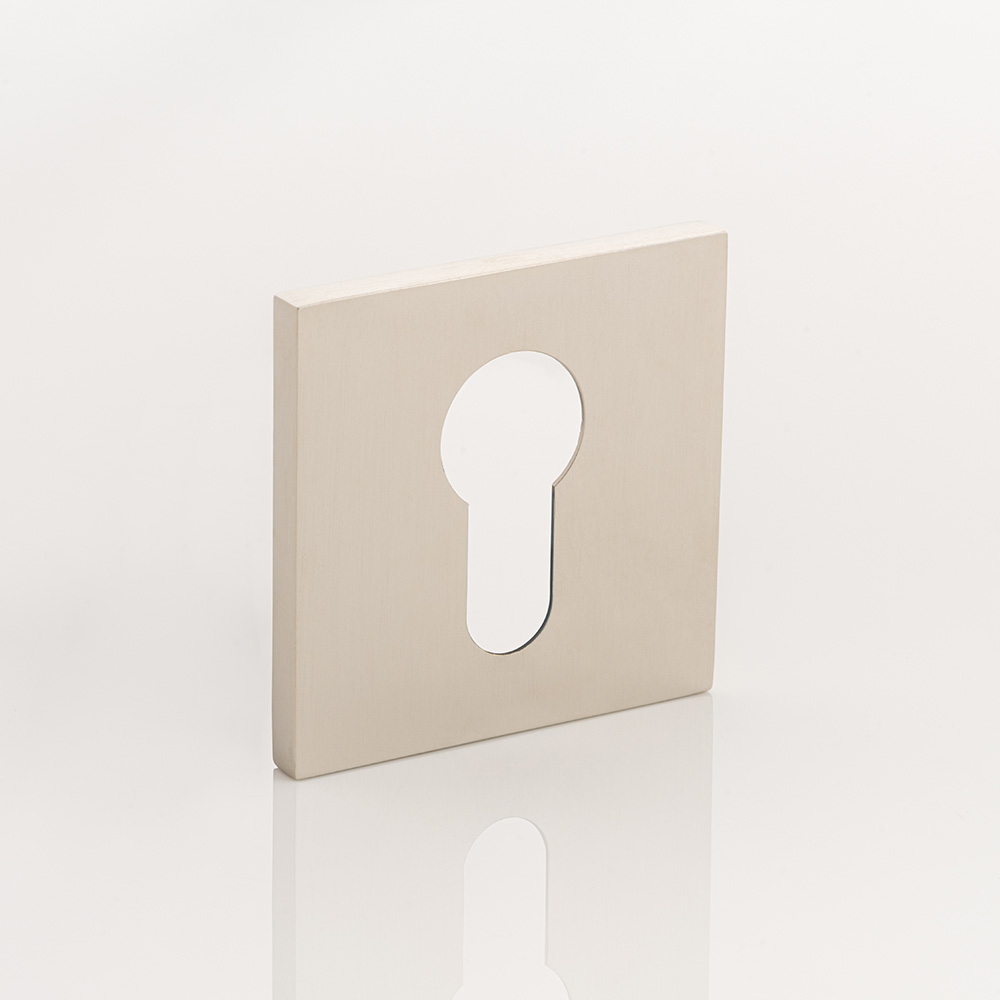 Solid brass euro cylinder profile square escutcheon