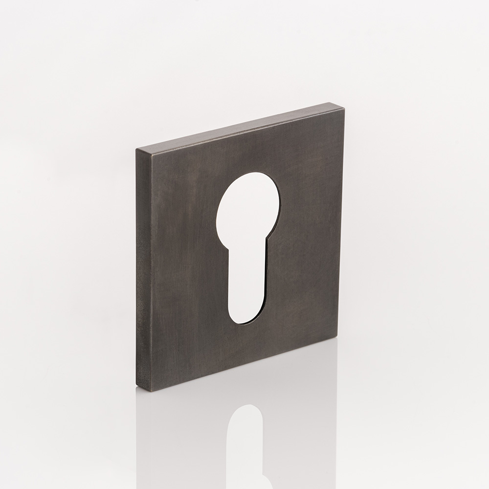 Solid brass euro cylinder profile square escutcheon