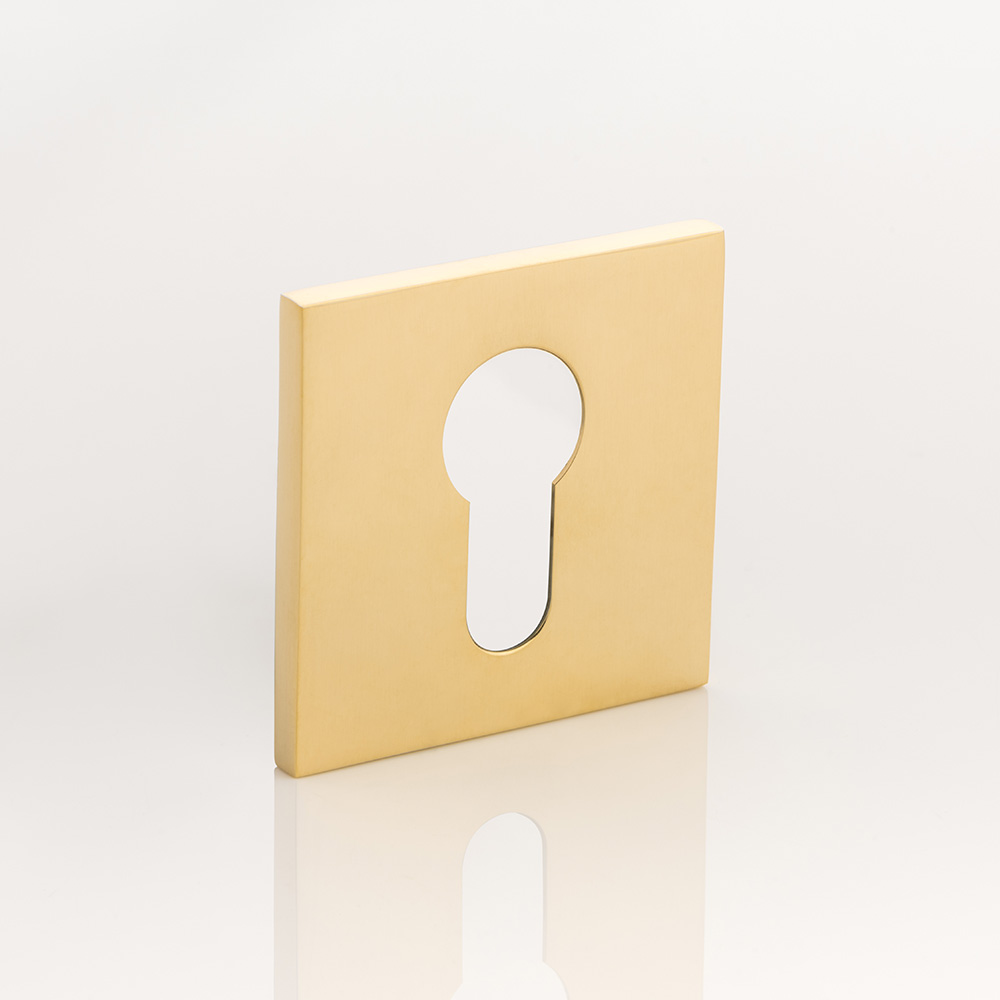 Solid brass euro cylinder profile square escutcheon