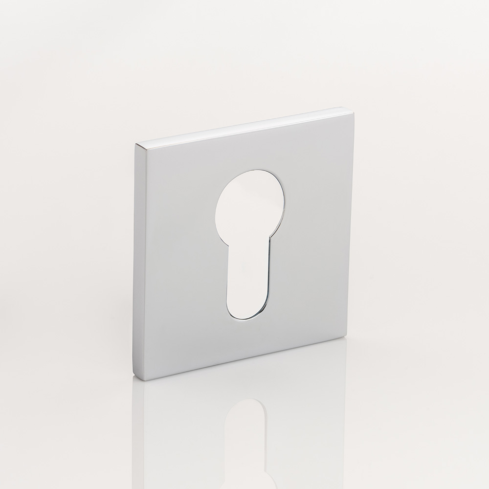 Solid brass euro cylinder profile square escutcheon