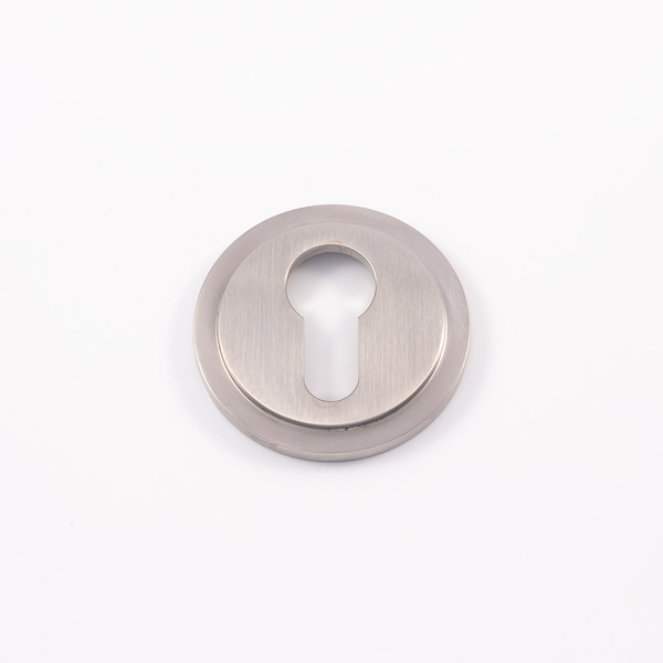 Solid brass euro cylinder profile round stepped escutcheon