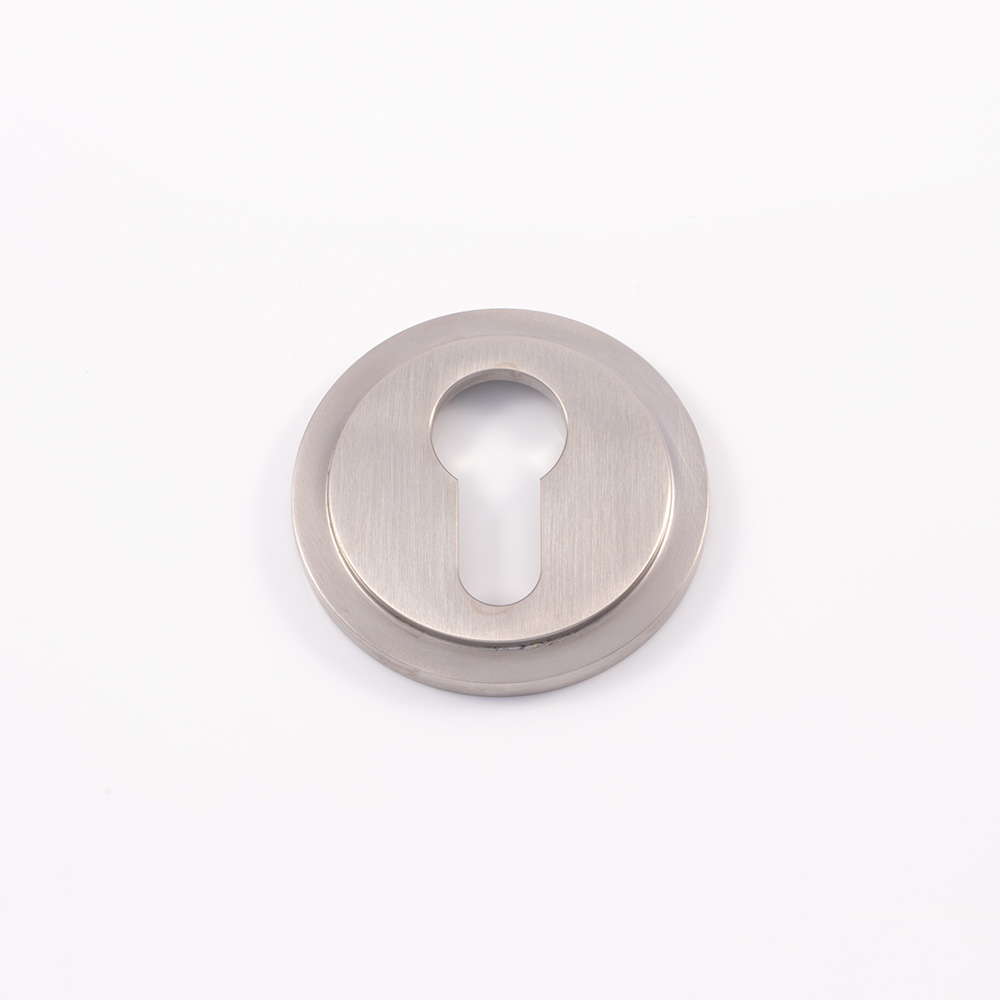 Solid brass euro cylinder profile round stepped escutcheon