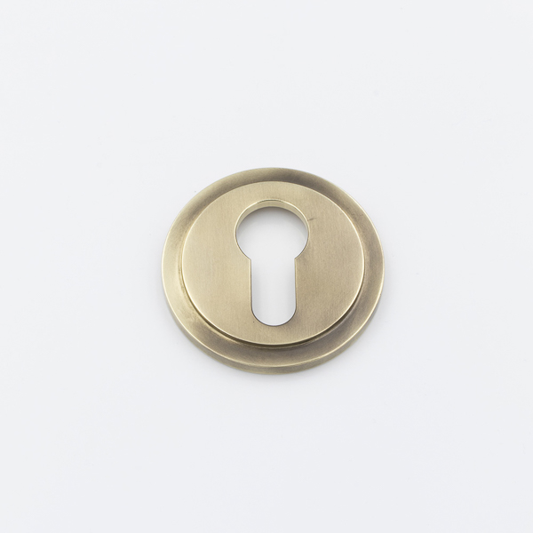 Solid brass euro cylinder profile round stepped escutcheon