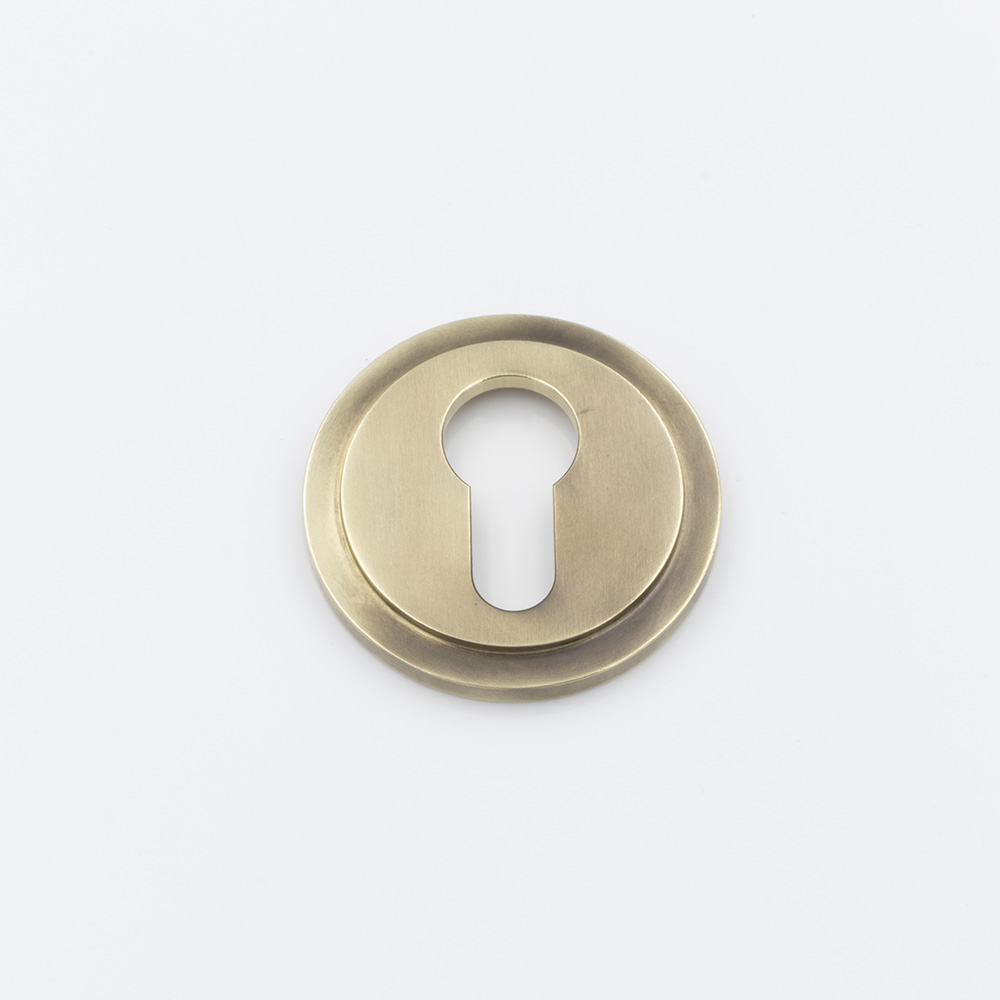 Solid brass euro cylinder profile round stepped escutcheon