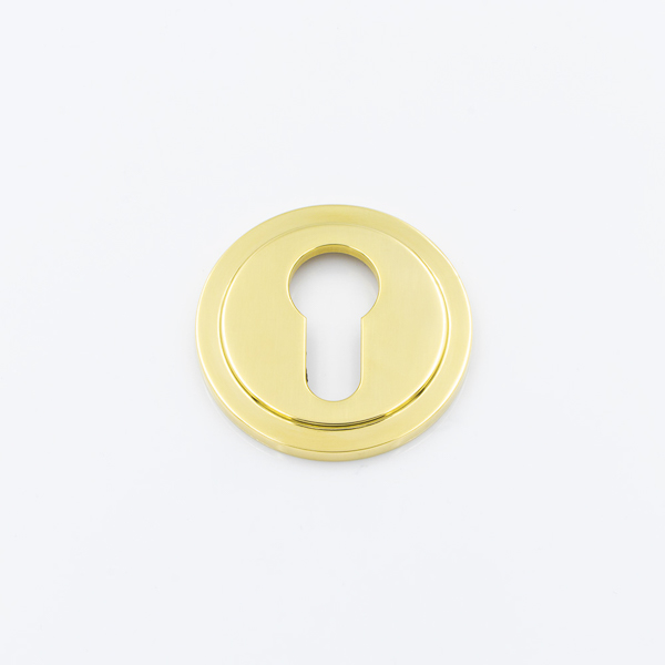 Solid brass euro cylinder profile round stepped escutcheon