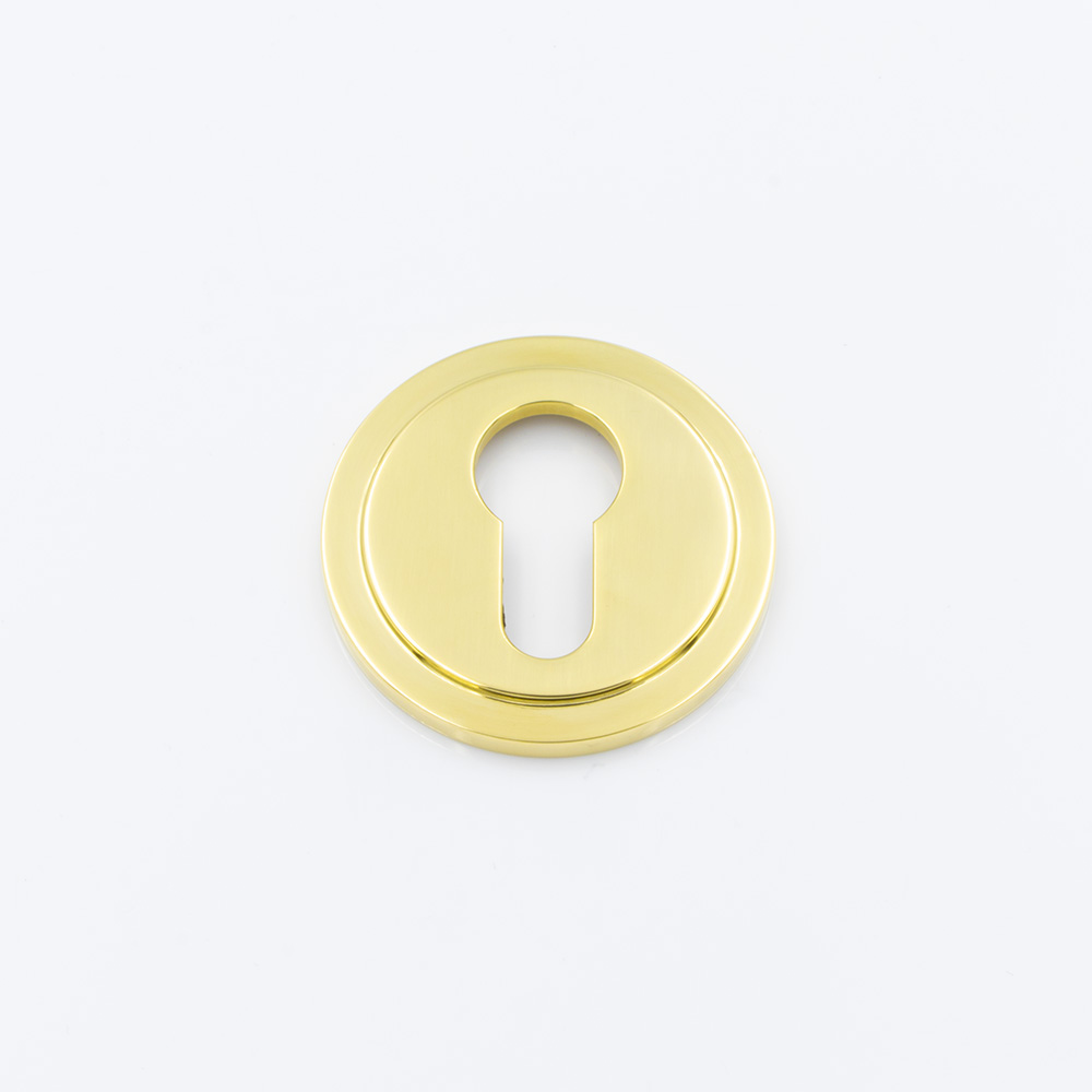Solid brass euro cylinder profile round stepped escutcheon