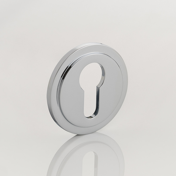 Solid brass euro cylinder profile round stepped escutcheon