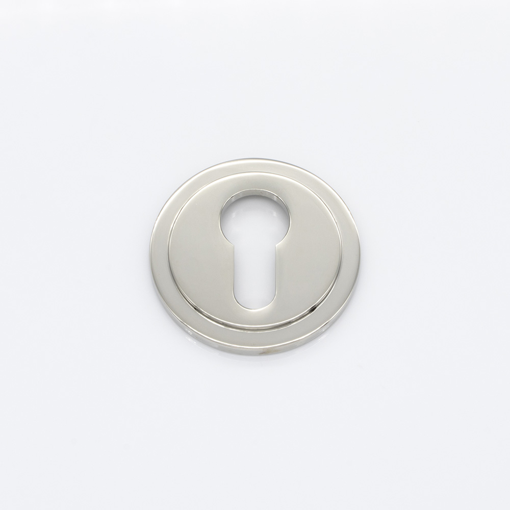 Solid brass euro cylinder profile round stepped escutcheon