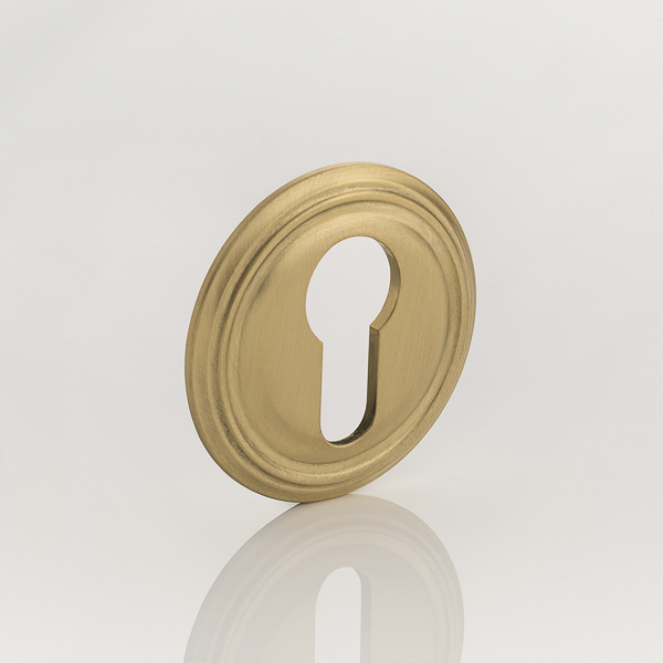 Solid brass euro cylinder profile ornate escutcheon
