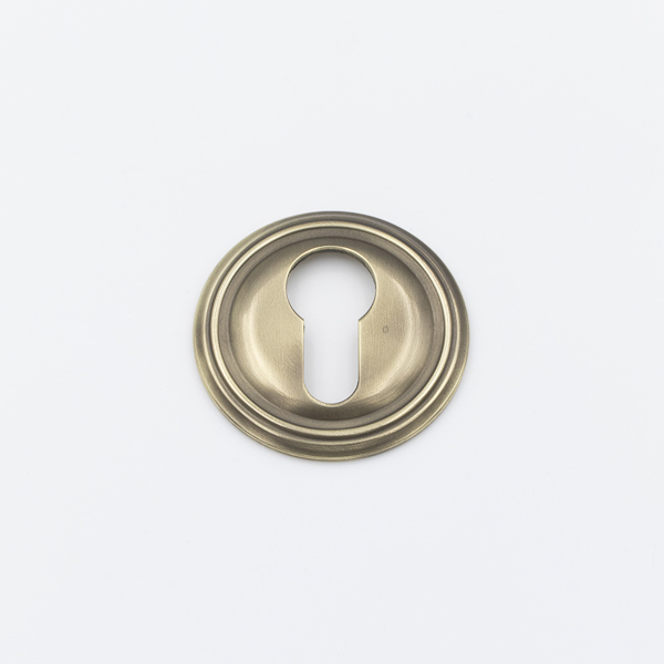 Solid brass euro cylinder profile ornate escutcheon