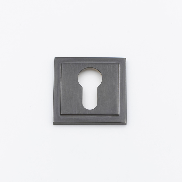 Solid brass euro cylinder profile square stepped escutcheon