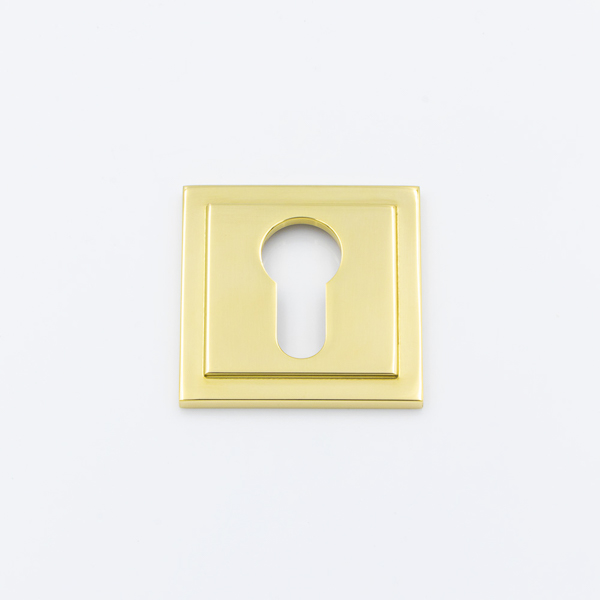 Solid brass euro cylinder profile square stepped escutcheon