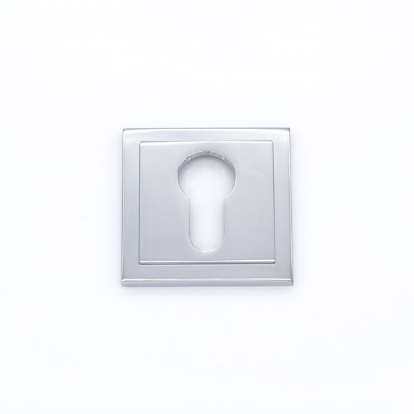 Solid brass euro cylinder profile square stepped escutcheon