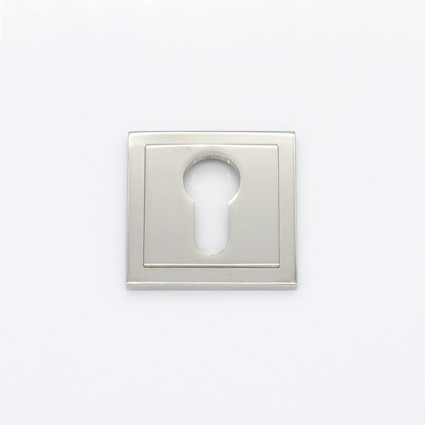 Solid brass euro cylinder profile square stepped escutcheon