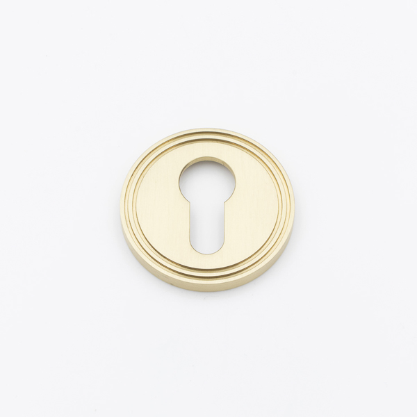 Solid brass euro cylinder profile grooved escutcheon
