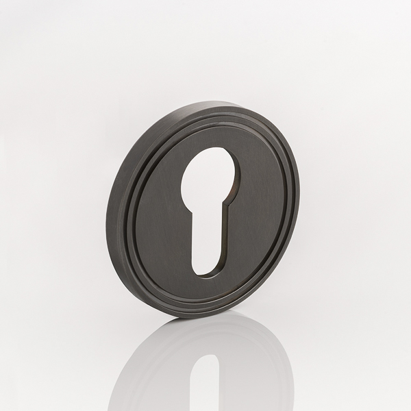 Solid brass euro cylinder profile grooved escutcheon