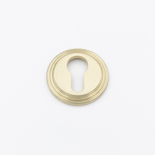 Solid brass euro cylinder profile ridged escutcheon