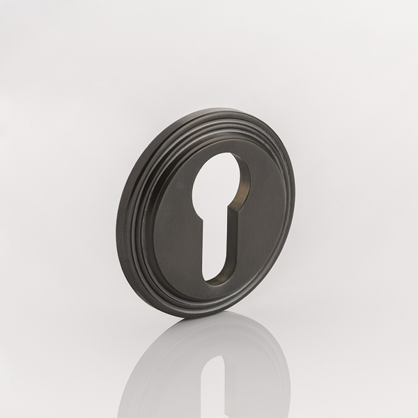 Solid brass euro cylinder profile ridged escutcheon