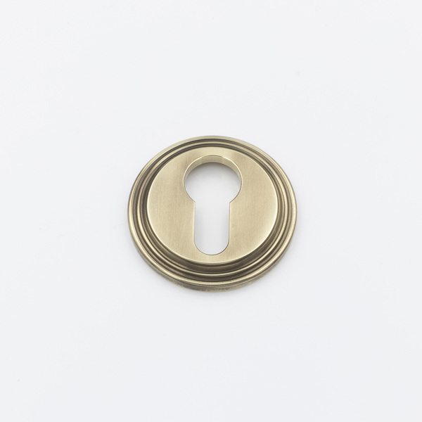 Solid brass euro cylinder profile ridged escutcheon