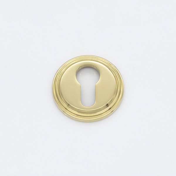 Solid brass euro cylinder profile ridged escutcheon