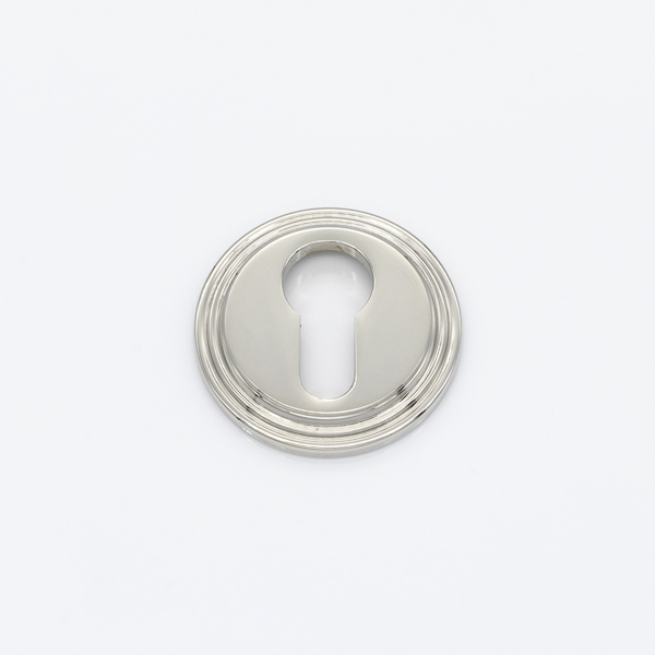Solid brass euro cylinder profile ridged escutcheon