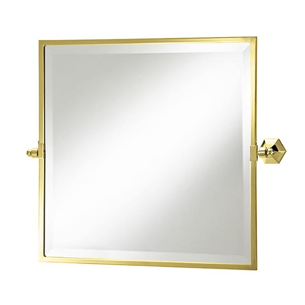 Deco square tilting bathroom mirror with metal frame 508h x 508w (618w incl. brackets)