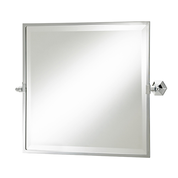 Deco square tilting bathroom mirror with metal frame 508h x 508w (618w incl. brackets)