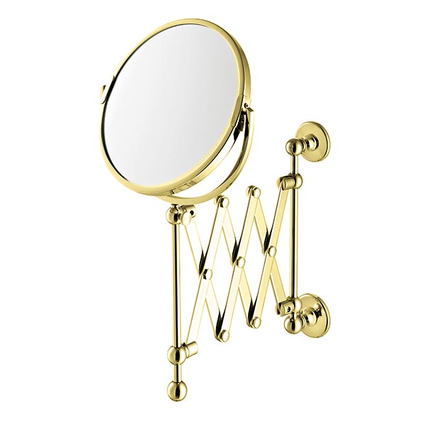 Extendable wall-mounted shaving mirror 180mm dia. 1x and 3x mag.