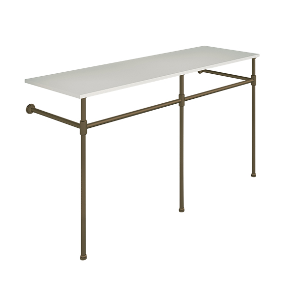 Contemporary 3 leg double basin stand for benchtop. Stepped feet. W1500 x D540 x H880