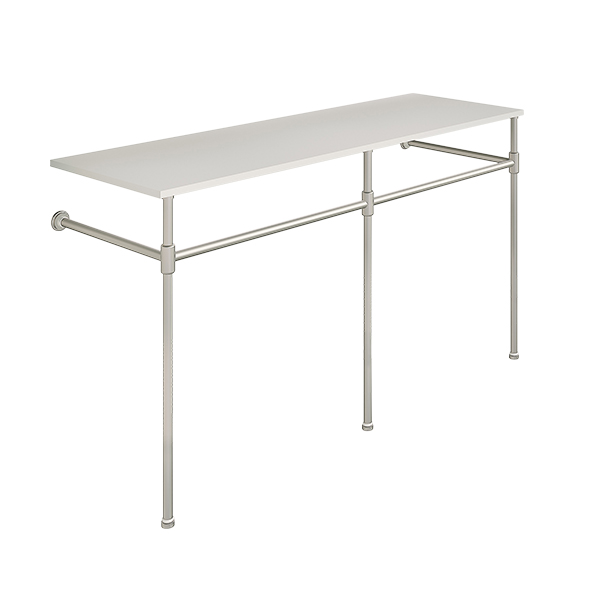 Contemporary 3 leg double basin stand for benchtop. Stepped feet. W1500 x D540 x H880