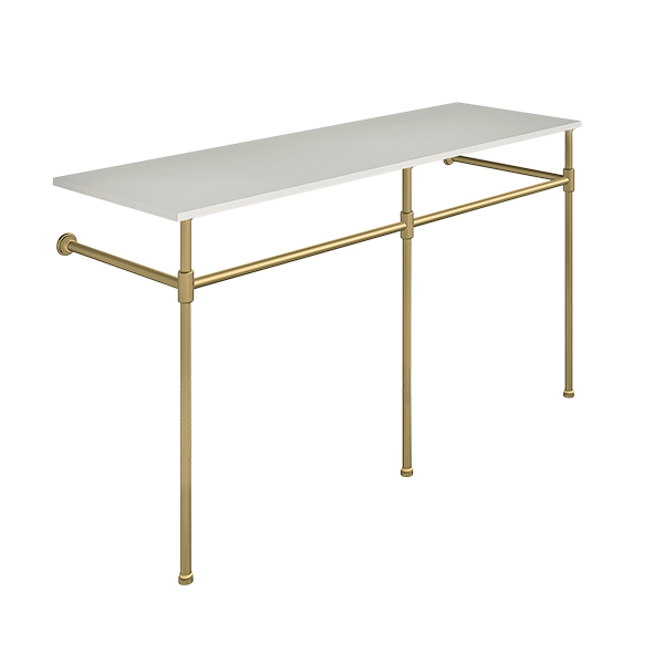 Contemporary 3 leg double basin stand for benchtop. Stepped feet. W1500 x D540 x H880