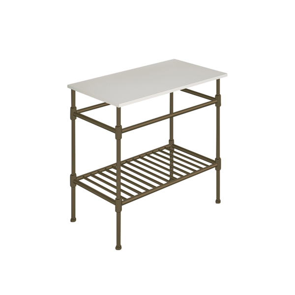 Contemporary 4 leg freestanding basin stand for benchtop. Stepped feet & shelf. W750 x D480 x H880