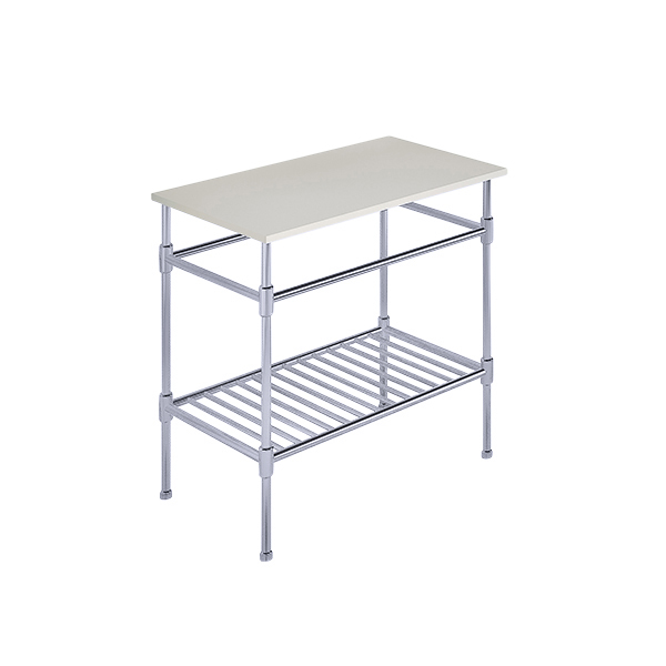 Contemporary 4 leg freestanding basin stand for benchtop. Stepped feet & shelf. W750 x D480 x H880