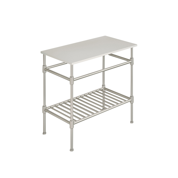 Contemporary 4 leg freestanding basin stand for benchtop. Stepped feet & shelf. W750 x D480 x H880