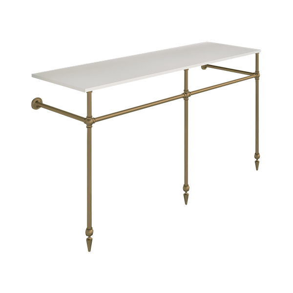 Ornate 3 leg double basin stand for benchtop. Pointed feet. W1500 x D540 x H880