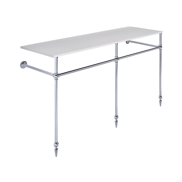 Ornate 3 leg double basin stand for benchtop. Pointed feet. W1500 x D540 x H880