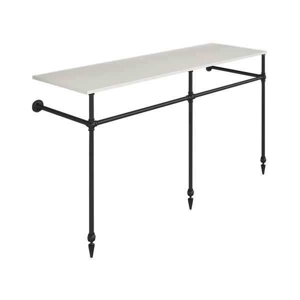 Ornate 3 leg double basin stand for benchtop. Pointed feet. W1500 x D540 x H880