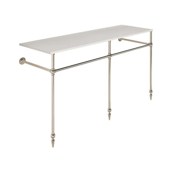 Ornate 3 leg double basin stand for benchtop. Pointed feet. W1500 x D540 x H880