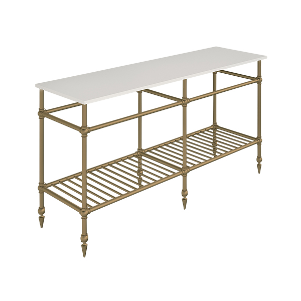 Ornate 6 leg double freestanding basin stand for benchtop. Pointed feet & shelf. W1500 x D480 x H880