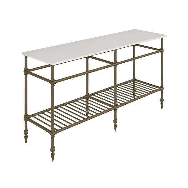 Ornate 6 leg double freestanding basin stand for benchtop. Pointed feet & shelf. W1500 x D480 x H880