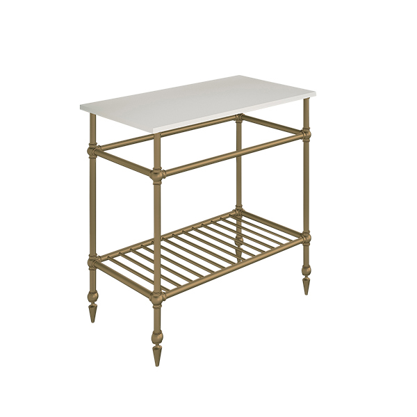 Ornate 4 leg freestanding basin stand for benchtop. Pointed feet & shelf. W750 x D480 x H880