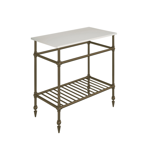 Ornate 4 leg freestanding basin stand for benchtop. Pointed feet & shelf. W750 x D480 x H880
