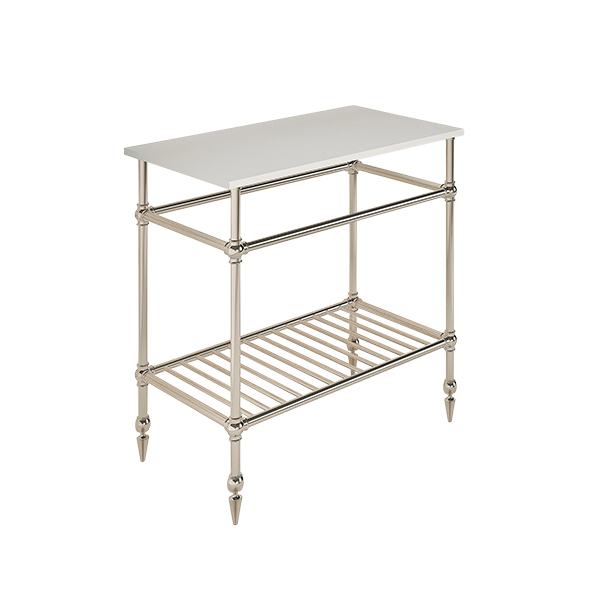 Ornate 4 leg freestanding basin stand for benchtop. Pointed feet & shelf. W750 x D480 x H880