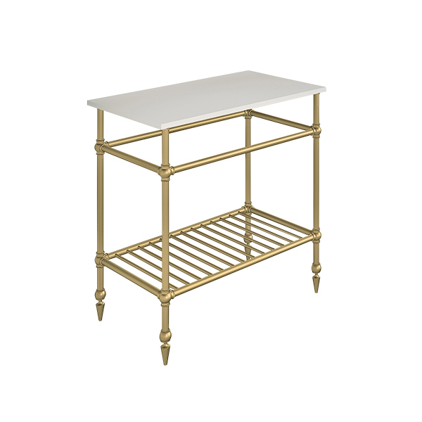 Ornate 4 leg freestanding basin stand for benchtop. Pointed feet & shelf. W750 x D480 x H880