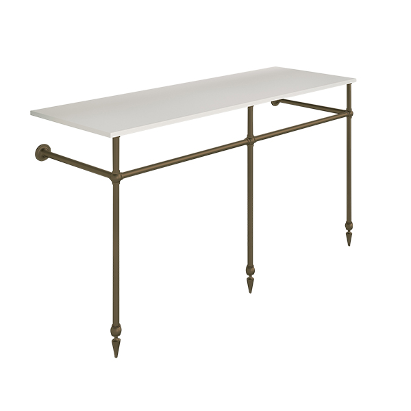 Traditional 3 leg double basin stand for benchtop. Pointed feet. W1500 x D540 x H880