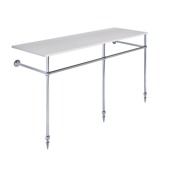 Traditional 3 leg double basin stand for benchtop. Pointed feet. W1500 x D540 x H880